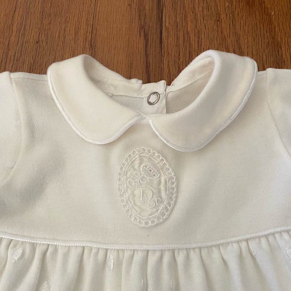 Baby Dior Elegant Footie With Embroidered All Over and Signature - Picture 2 of 10